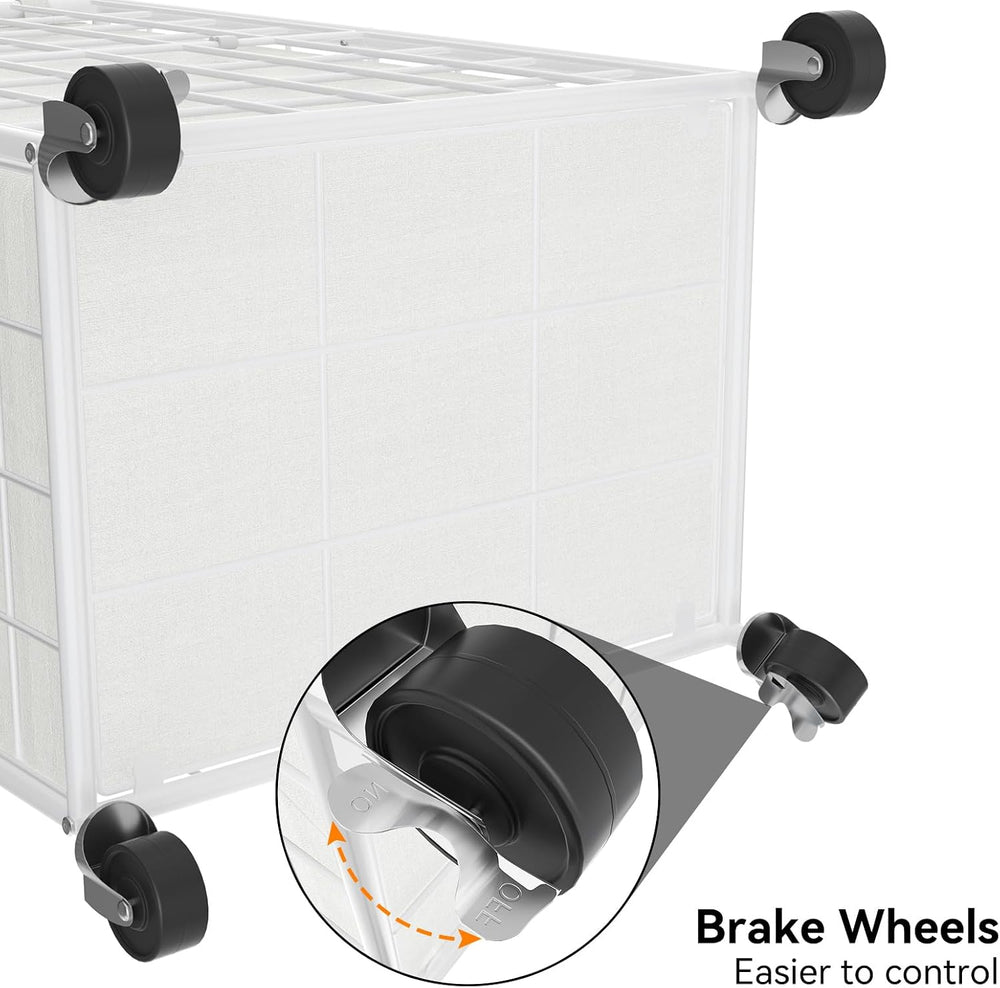 WOWLIVE Rolling Laundry Basket, Metal Wire Frame Laundry Hamper with Wheels
