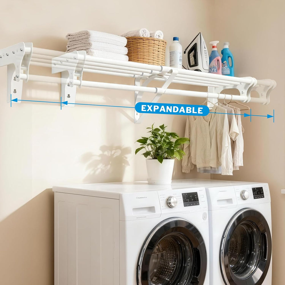 Steel Closet Shelf with Hanging Rod, 40-73'' Expandable Closet Shelves
