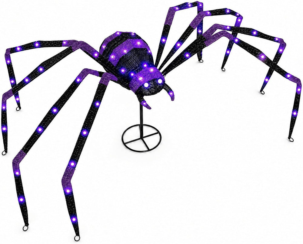 6.8 FT Giant Spider Halloween Decorations, 128 LED Light Up Spider