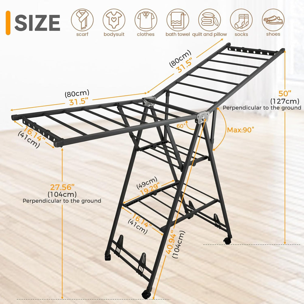 Standing Clothes Rack, Foldable, 3-Tier Drying Hanger
