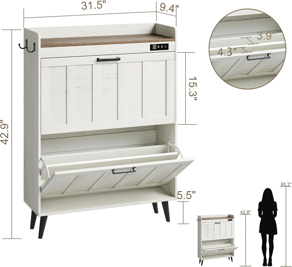 ChooChoo Shoe Storage Cabinet with 2 Flip Drawers for Entryway