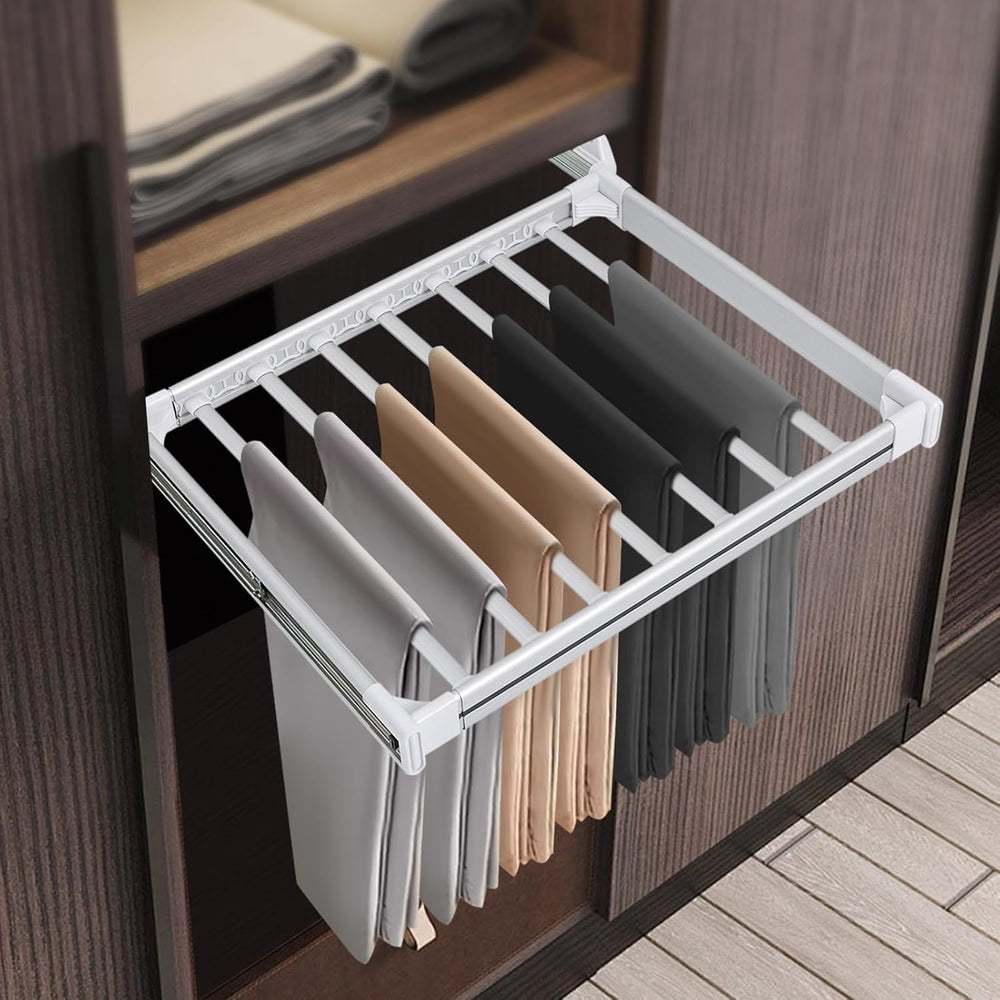 11 Arms Slide Out Pants Rack Closet Pants Hanger Bar Pull Out Trousers Rack T...