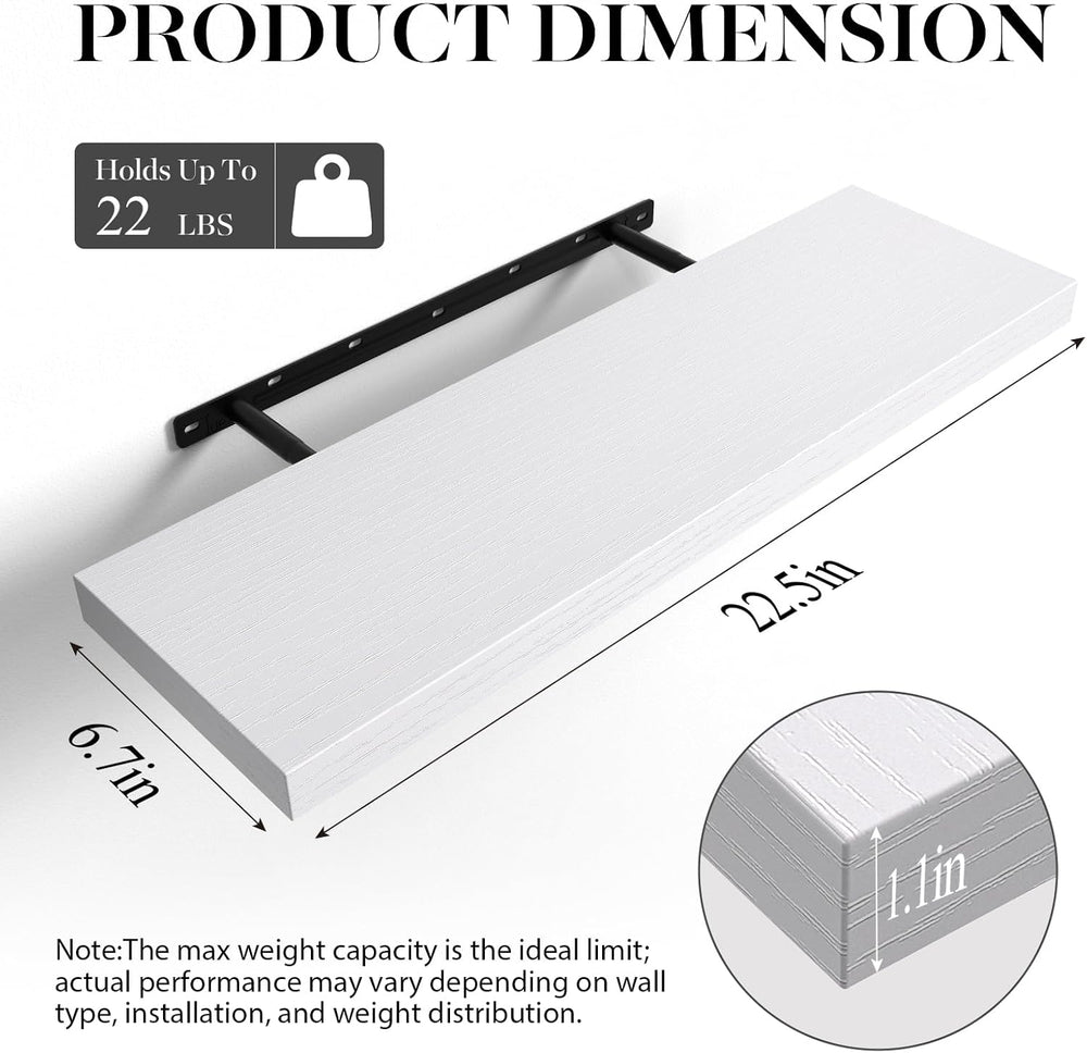 BAYKA White Floating Shelves 22.5in, Set of 2, Wall Mounted for Wall Decor