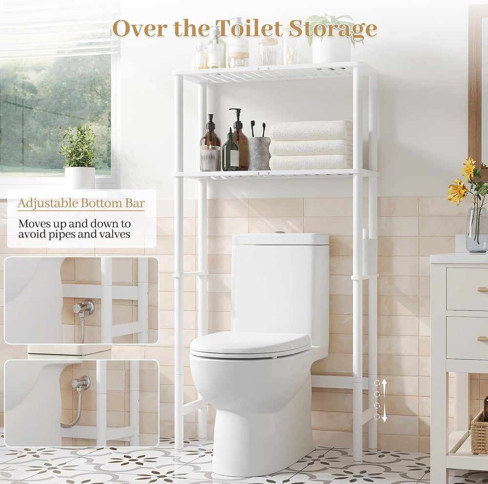 Over The Toilet Storage, Freestanding 2-Tier Bamboo Bathroom Shelves, Above T...