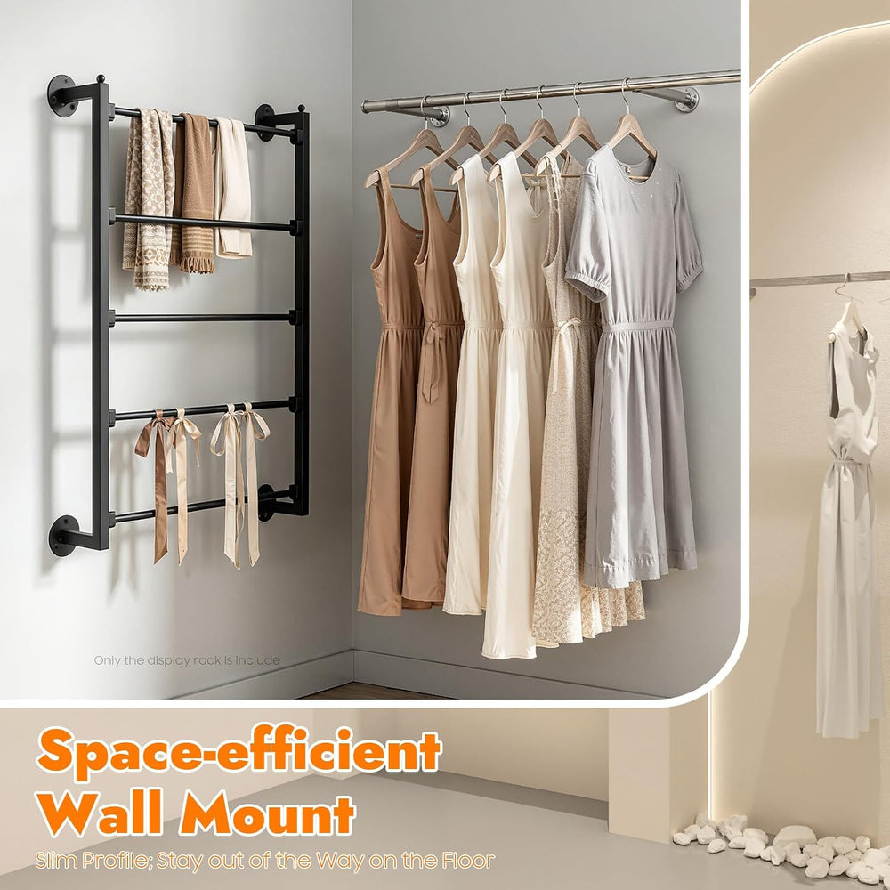 TFCFL 5 Tier Wall Mounted Scarf Rack, Retail Display Tie & Scarf, Belt To...
