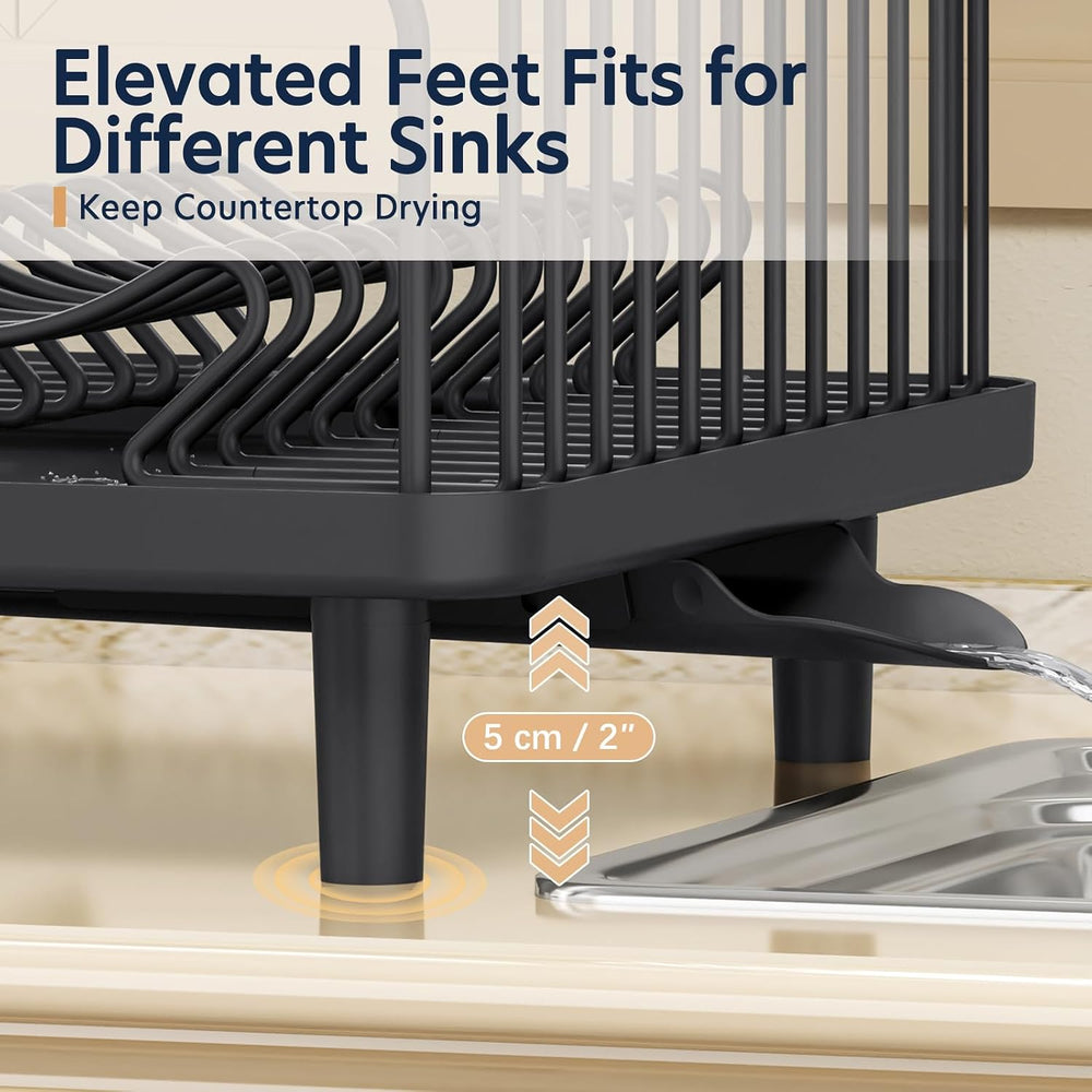 KINGRACK Dish Drying Rack for Kitchen Counter, Dish Drainer with Cup Holder