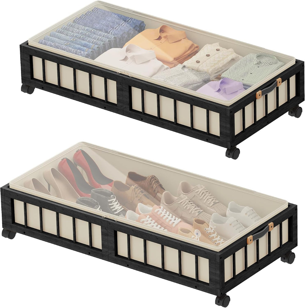efluky 2-Pack Bamboo Under Bed Storage