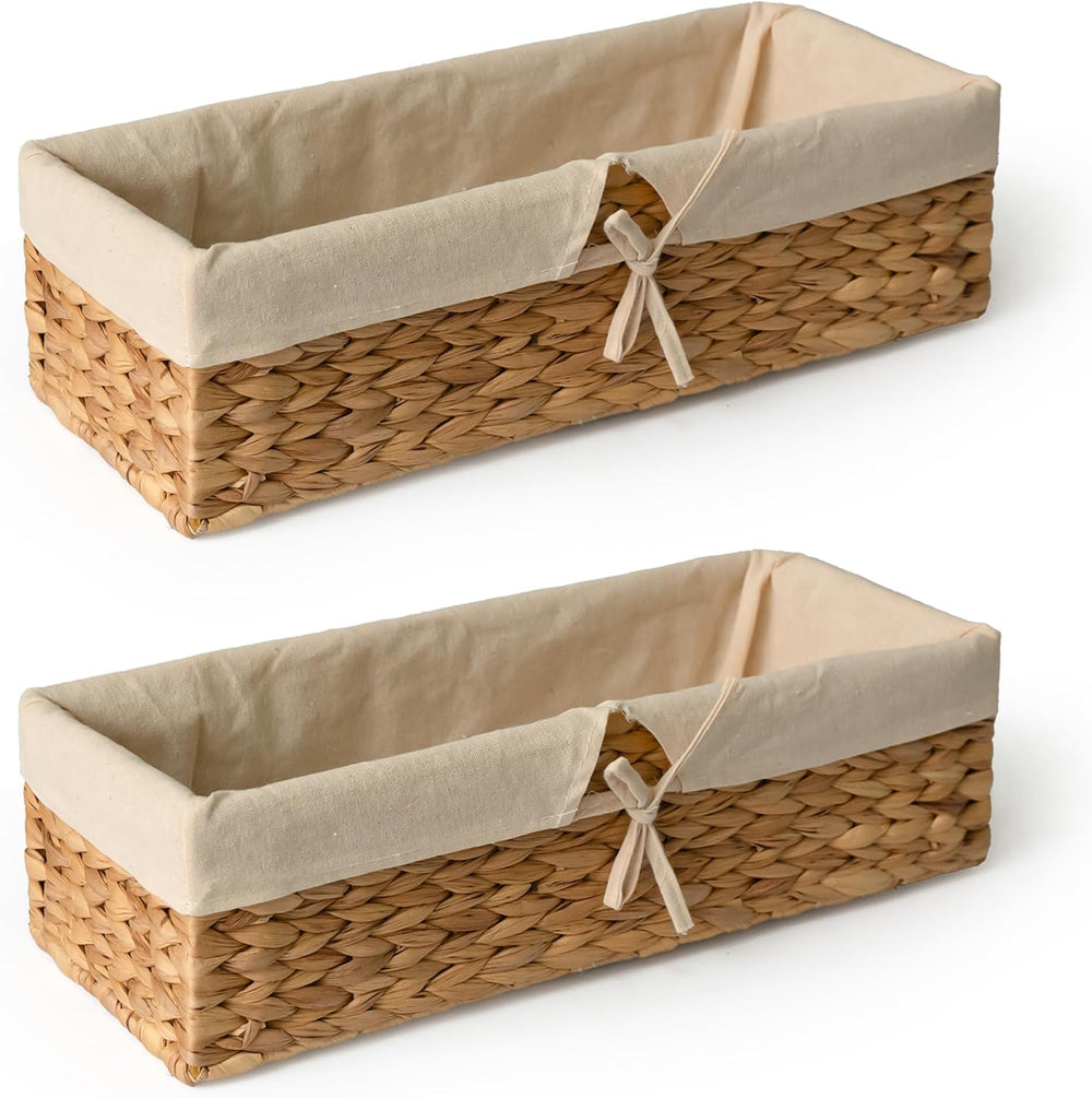 Tank Topper Storage Baskets - Woven Wicker Basket for Toilet Paper Holder, Ba...
