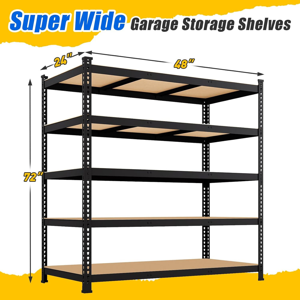 48" W x 24" D x 72" H Garage Shelving Heavy Duty: 5 Tier Metal...