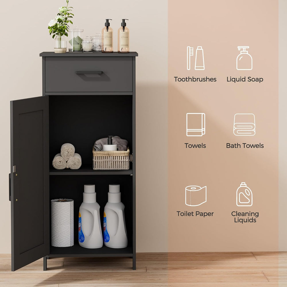 Bathroom Storage Cabinet with Drawer & Adjustable Shelf