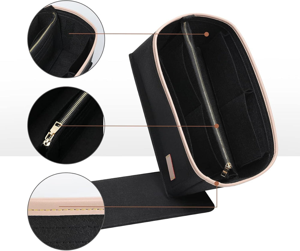 Doxo Felt Purse Organizer Insert & Base Shaper 2pc Set for Speedy 30, Black
