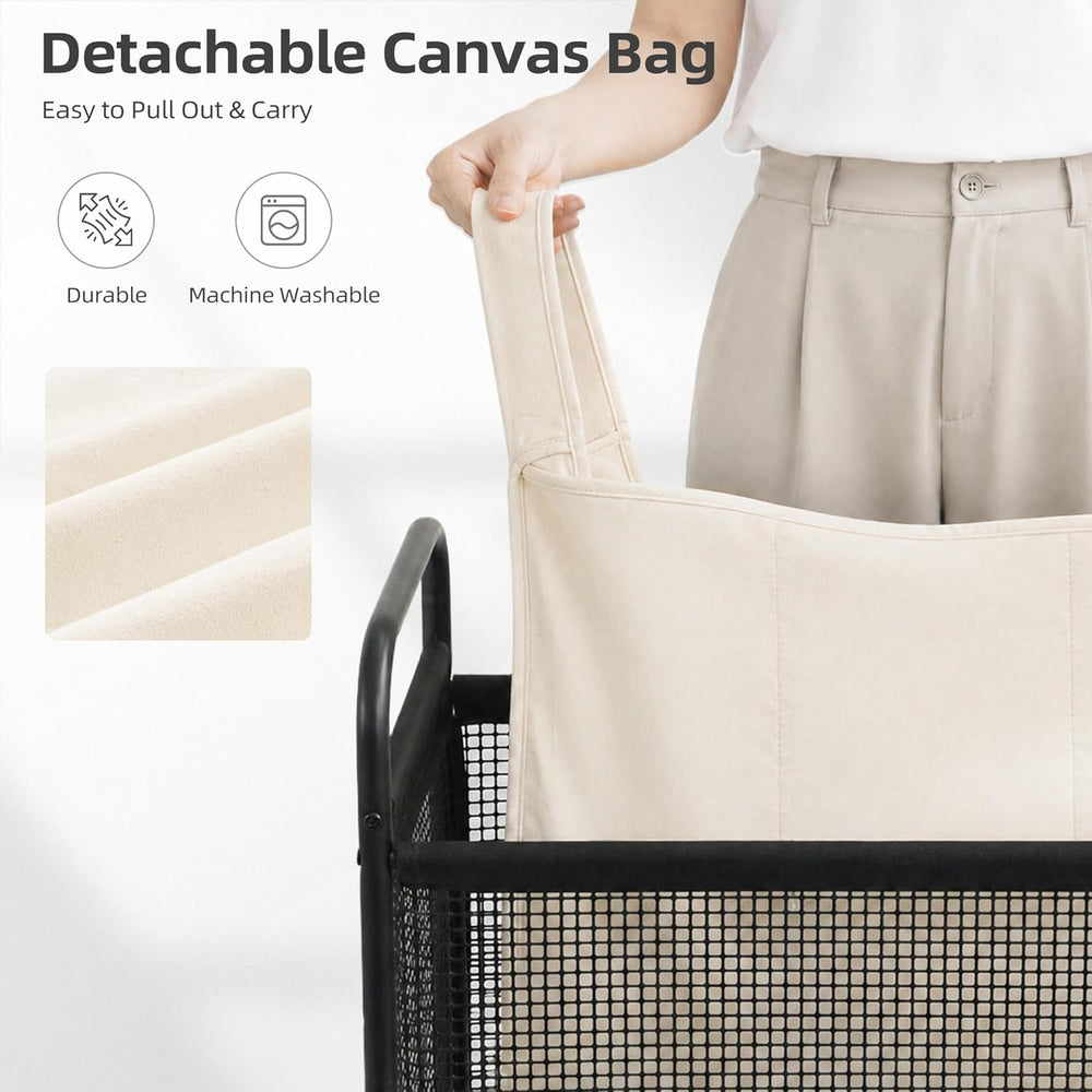 STORAGE MANIAC Rolling Laundry Hamper with Wheels 3-Section Laundry Sorter Ro...