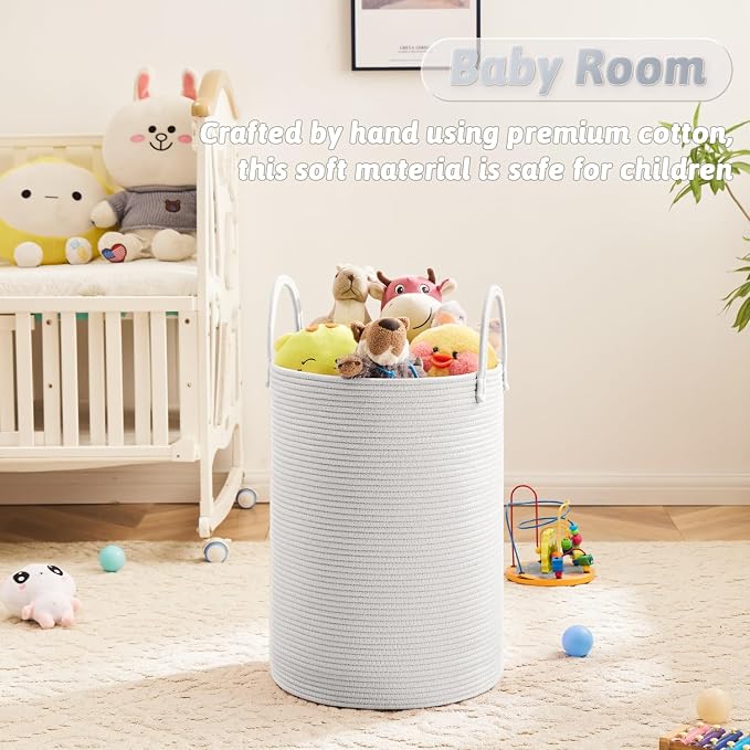 Laundry Basket, Woven Cotton Rope Laundry Hamper, 100L