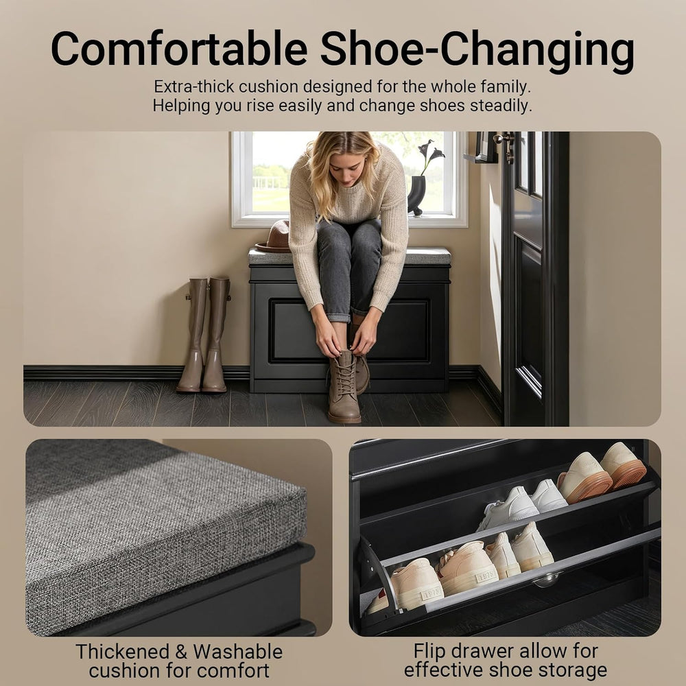 Haotian Shoe Storage Bench with Cushion