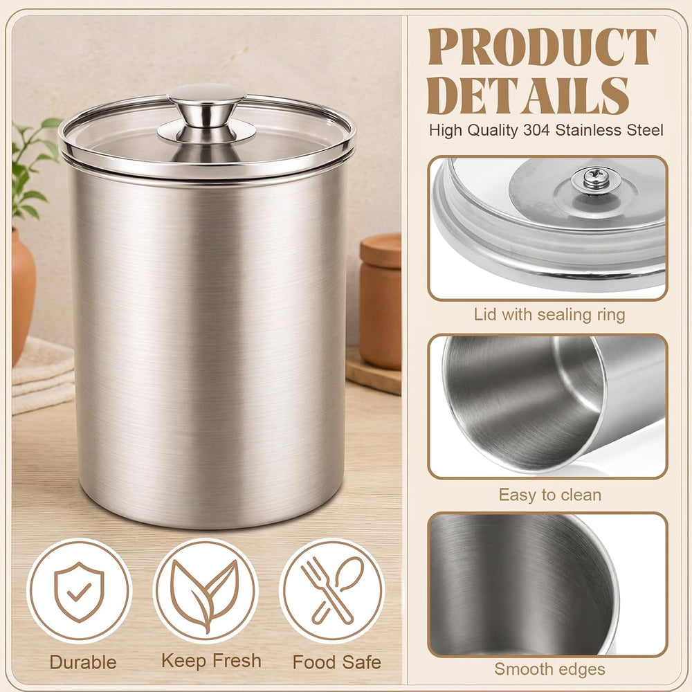 Blushtier 5 Pcs Stainless Steel Kitchen Canister Set with Clear Glass Lids