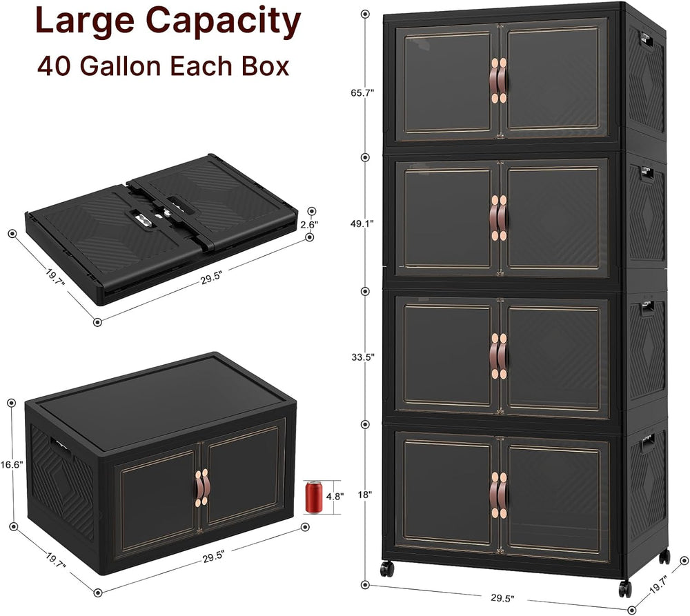 Stackable Storage Bins with Lids, 720QT Lockable Storage Cabinet