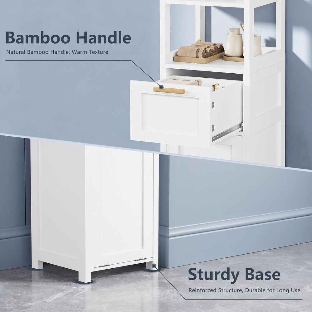VECELO Tall Bathroom Cabinet with Removable Laundry Hamper, Tilt Out Laundry ...