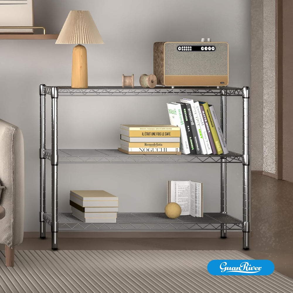 3-Shelf Adjustable Metal Wire Shelving,Chrome,36"L x 14"W x 30"H