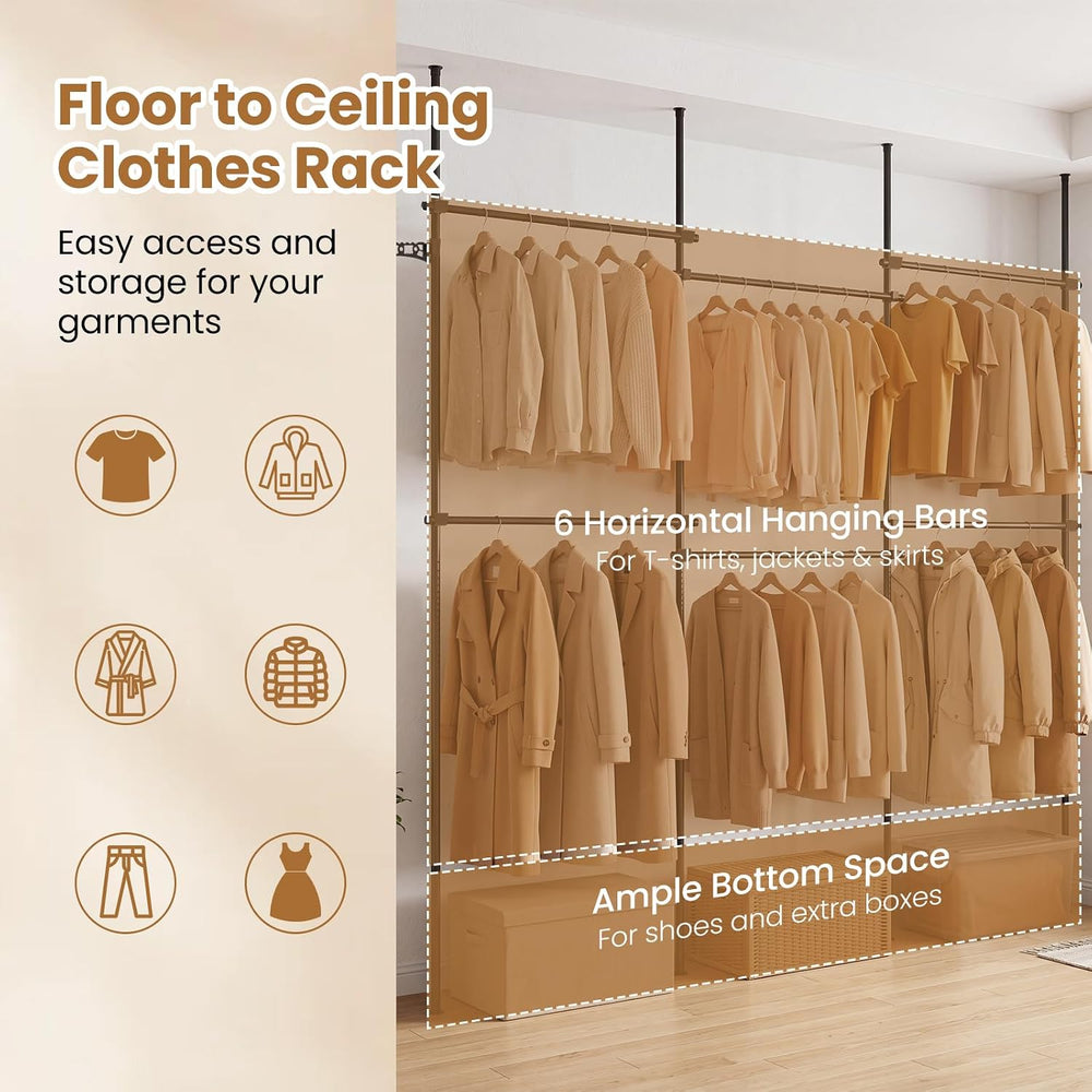 GIANTEX Floor to Ceiling Clothes Rack, Heavy Duty Garment Rack Adjustable