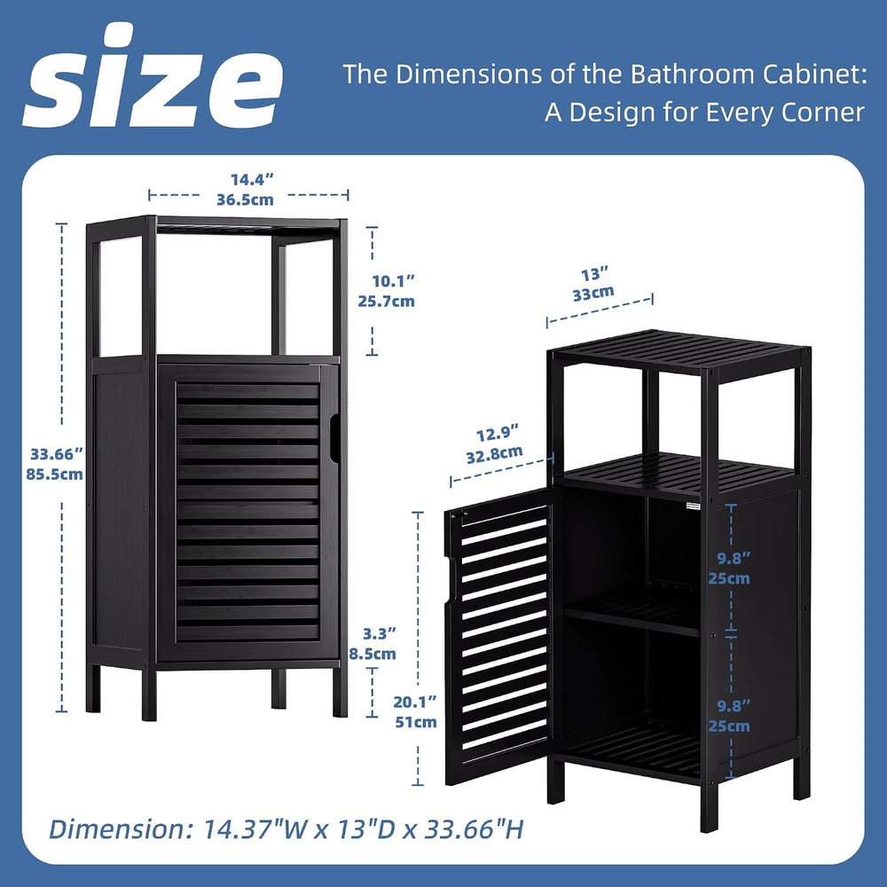 HITNET Bamboo Floor Cabinet, Small Bathroom Cabinet Floor Standing, 4 Tier Na...