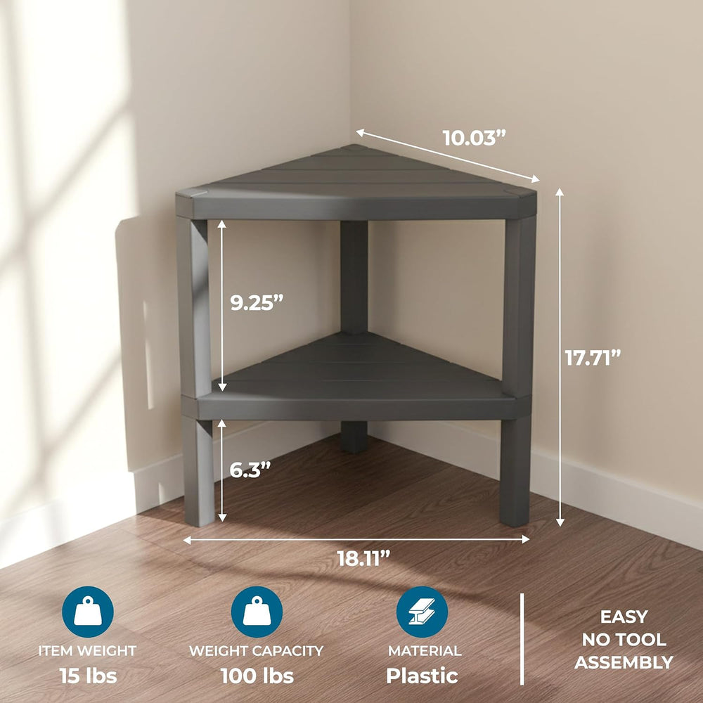 Honey-Can-Do Grey 2-Tier Corner Shelf