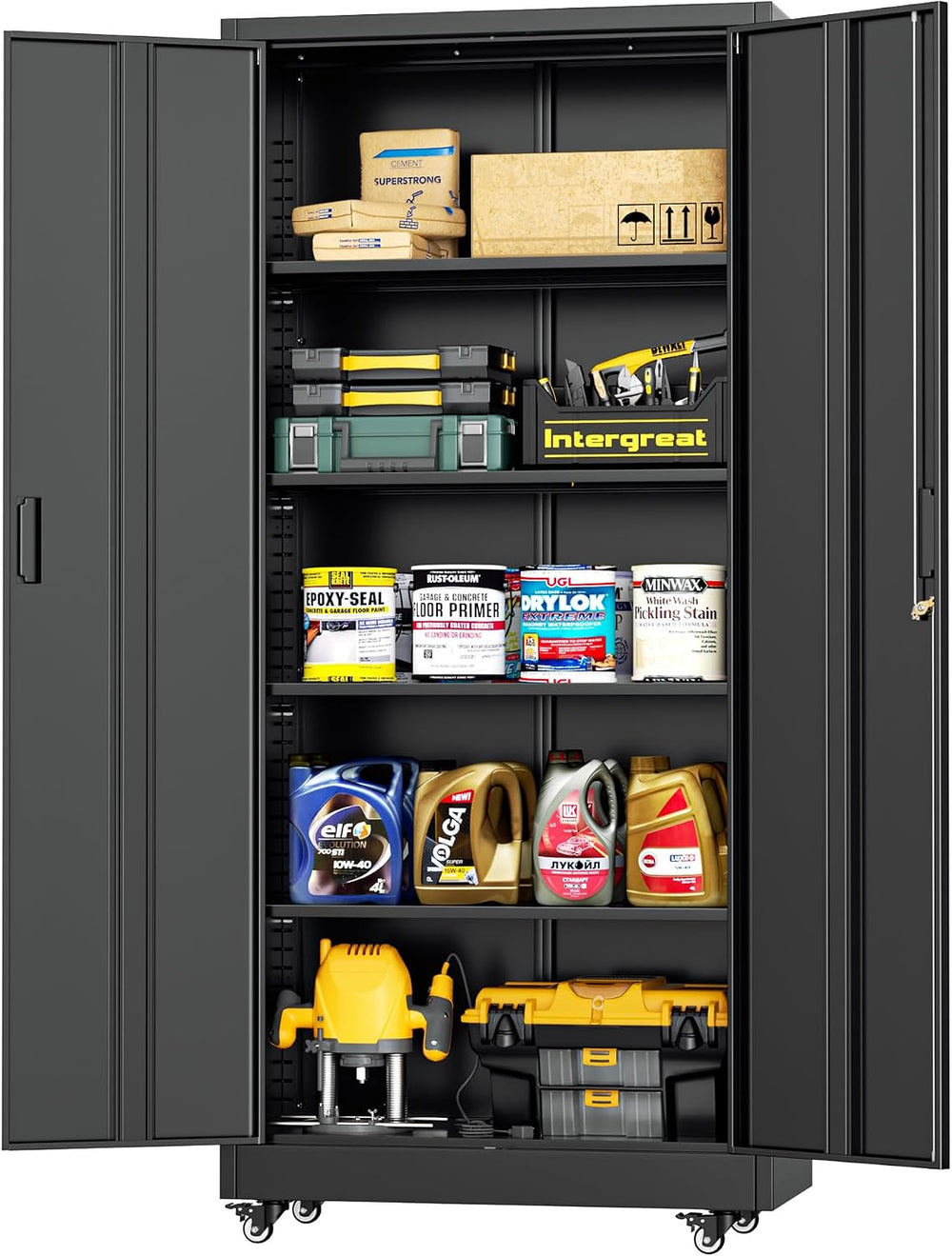 Bonusall Garage Cabinets with Wheels, 73" H Metal Locking Cabinet with 2...