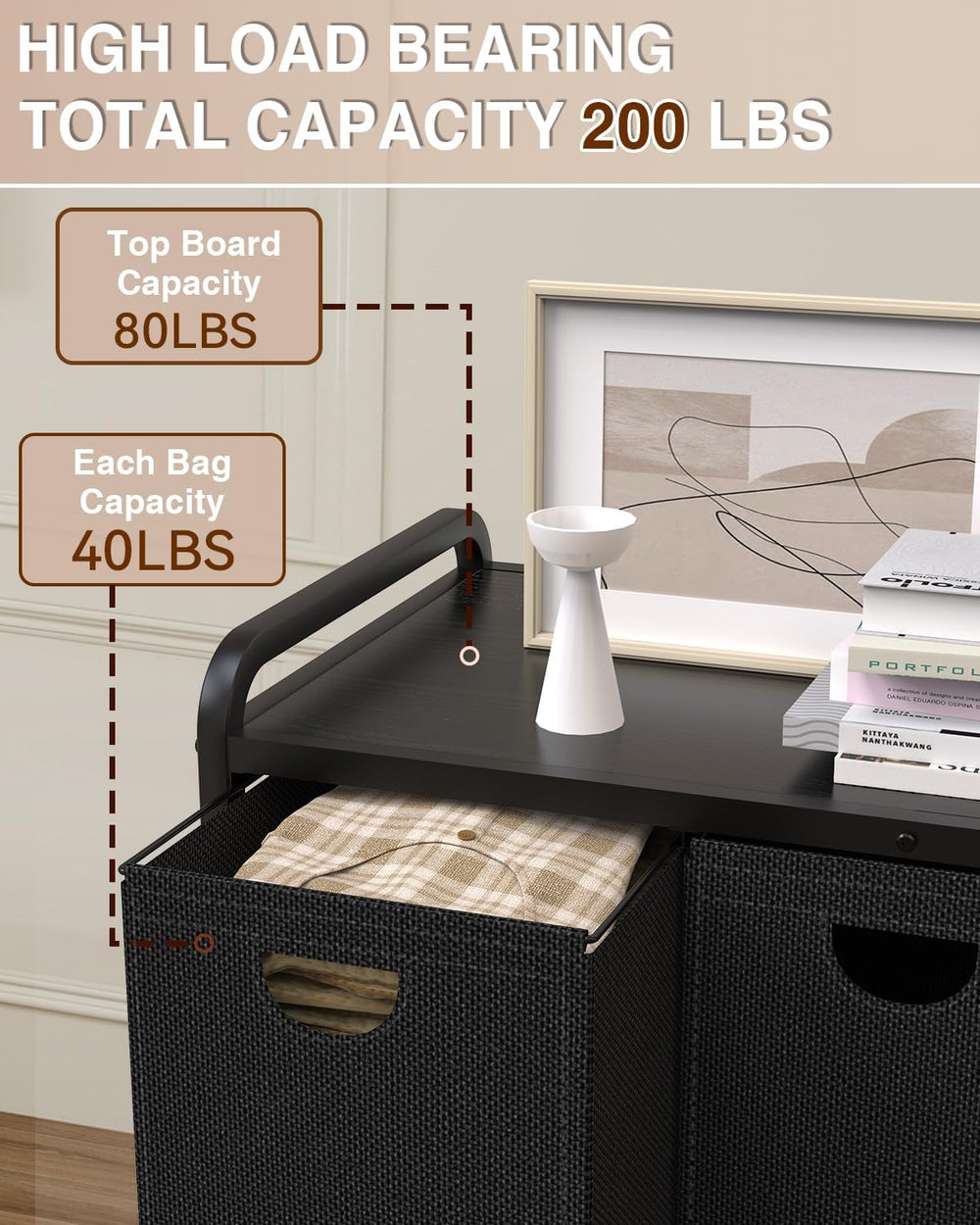 Laundry Sorter 3 Section,Laundry Basket with Wheels,3×15.8 Gal (60L) Black