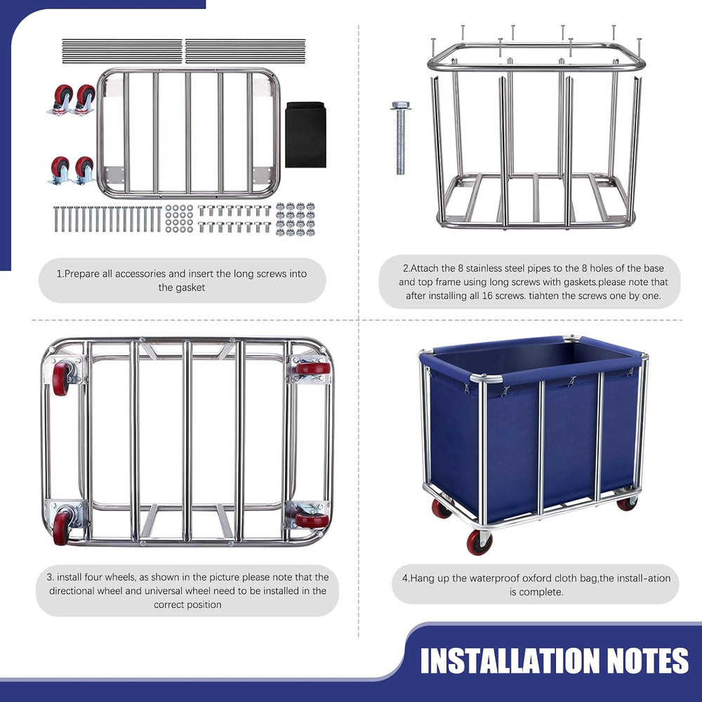 Commercial Laundry Cart with Wheels,440L Large Rolling Laundry cart,Blue-10