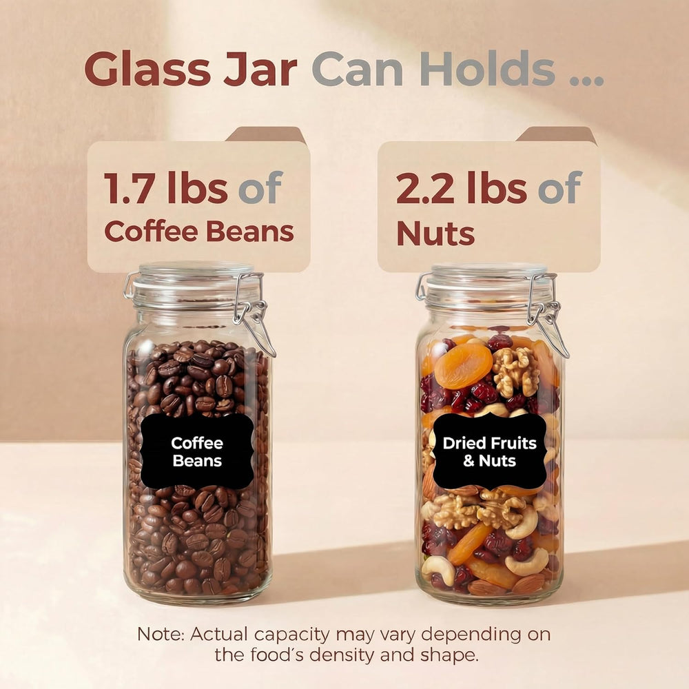 78oz Large Square Glass Jars with Airtight Lids, Wide Mouth Mason Jars 3P