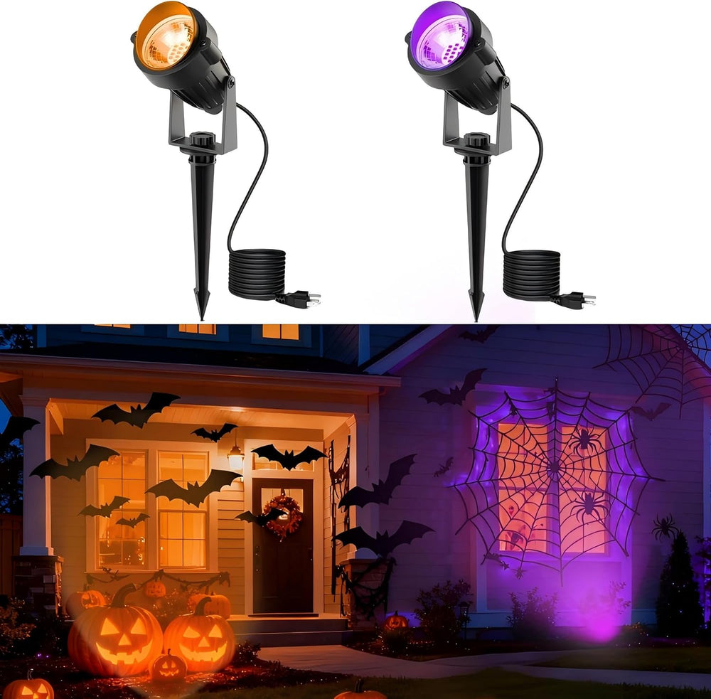L LOHAS LED Halloween Lights Outdoor, Orange and Purple Spotlight 5W
