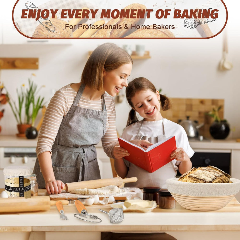 EWFEN Sourdough Starter Kit with Enamel Cast Iron Pot, Complete Sourdough Bre...
