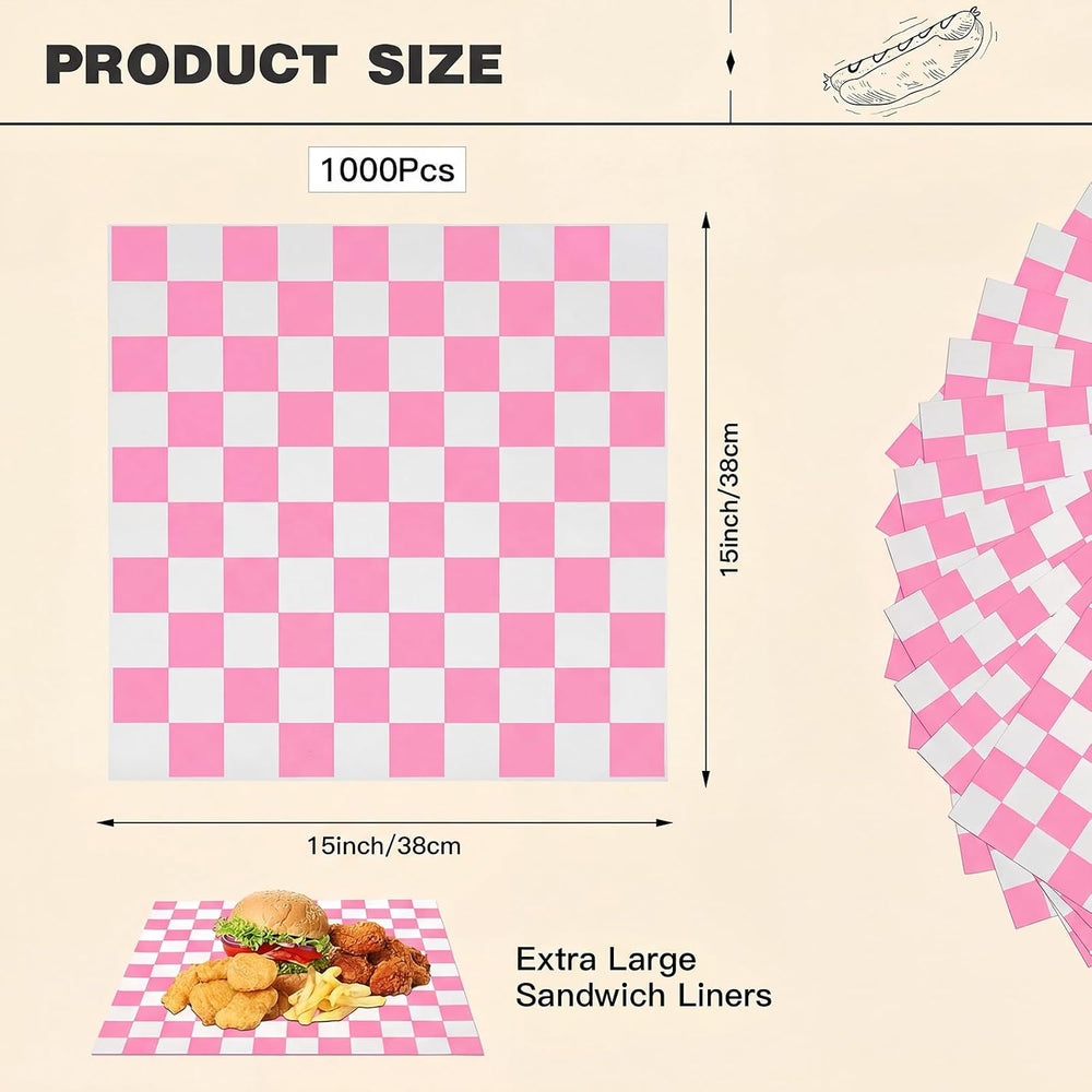Colarr Waxed Paper Sheets Bulk 15 x 15 Inch, Pink, 1000 Pcs