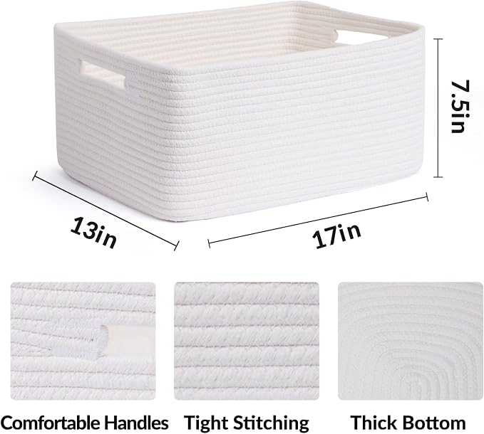 Large Storage Baskets for Shelves, Closet Organizers Bins for Clothes Blanket...
