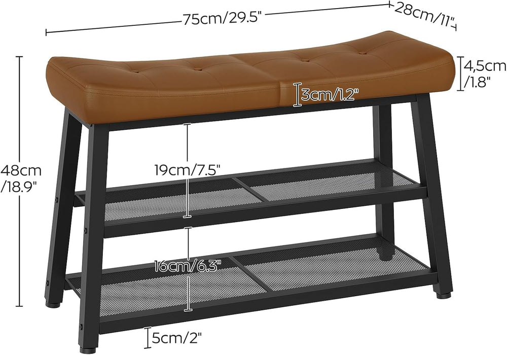 YATINEY Shoe Bench, 3-Tier Shoe Rack, Entryway Bench with Storage and Cushion...