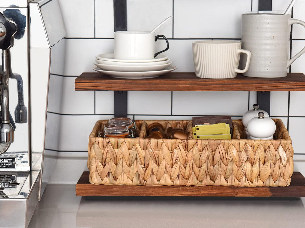 StorageWorks Small Wicker Basket for Organizing with 4-Section, Natural Water...