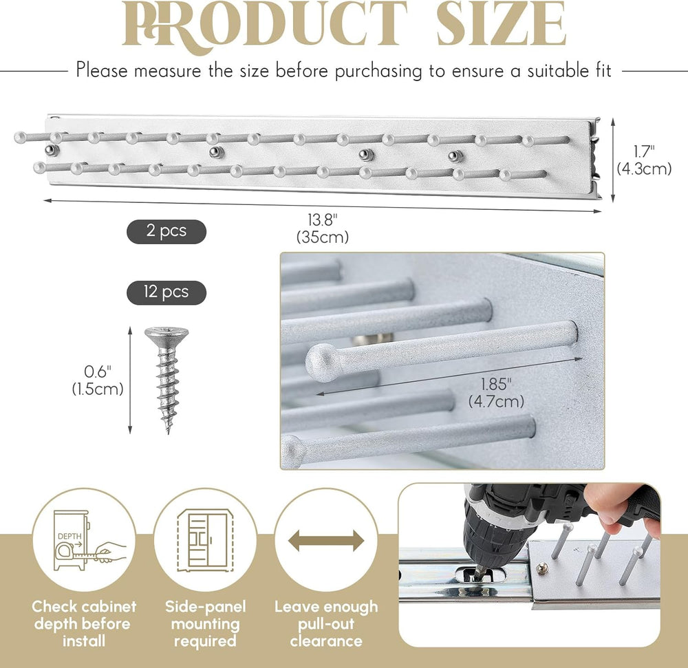 Blulu 2 Pcs 13.8'' Sliding Tie Rack Hangers for Closet, 25 Tie Each, ...