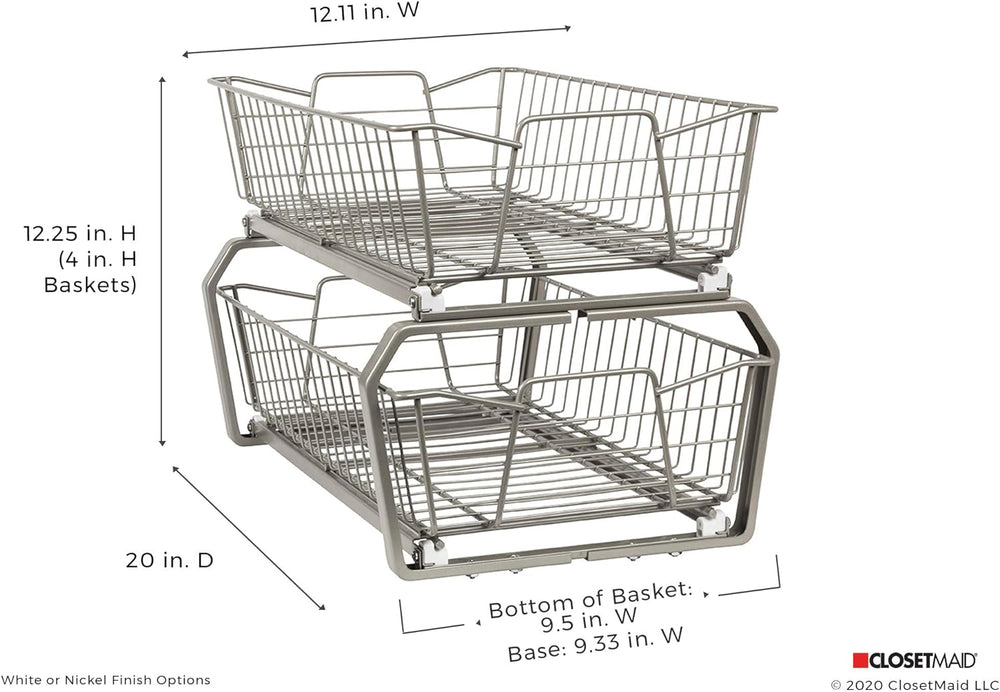 ClosetMaid 11 in. Pull Out Cabinet Organizer, 2 Tier, Heavy Duty, Slide Out P...