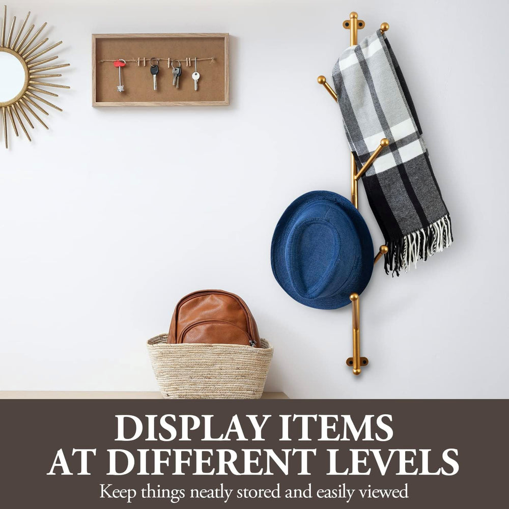 MyGift 2.5 Ft Gold Metal Tree Branch Wall Mounted Hat & Coat Rack