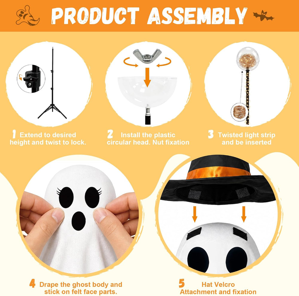 Halloween Light Up Ghost Family Decorations Set, 3 Pack Standing Ghost Figure...