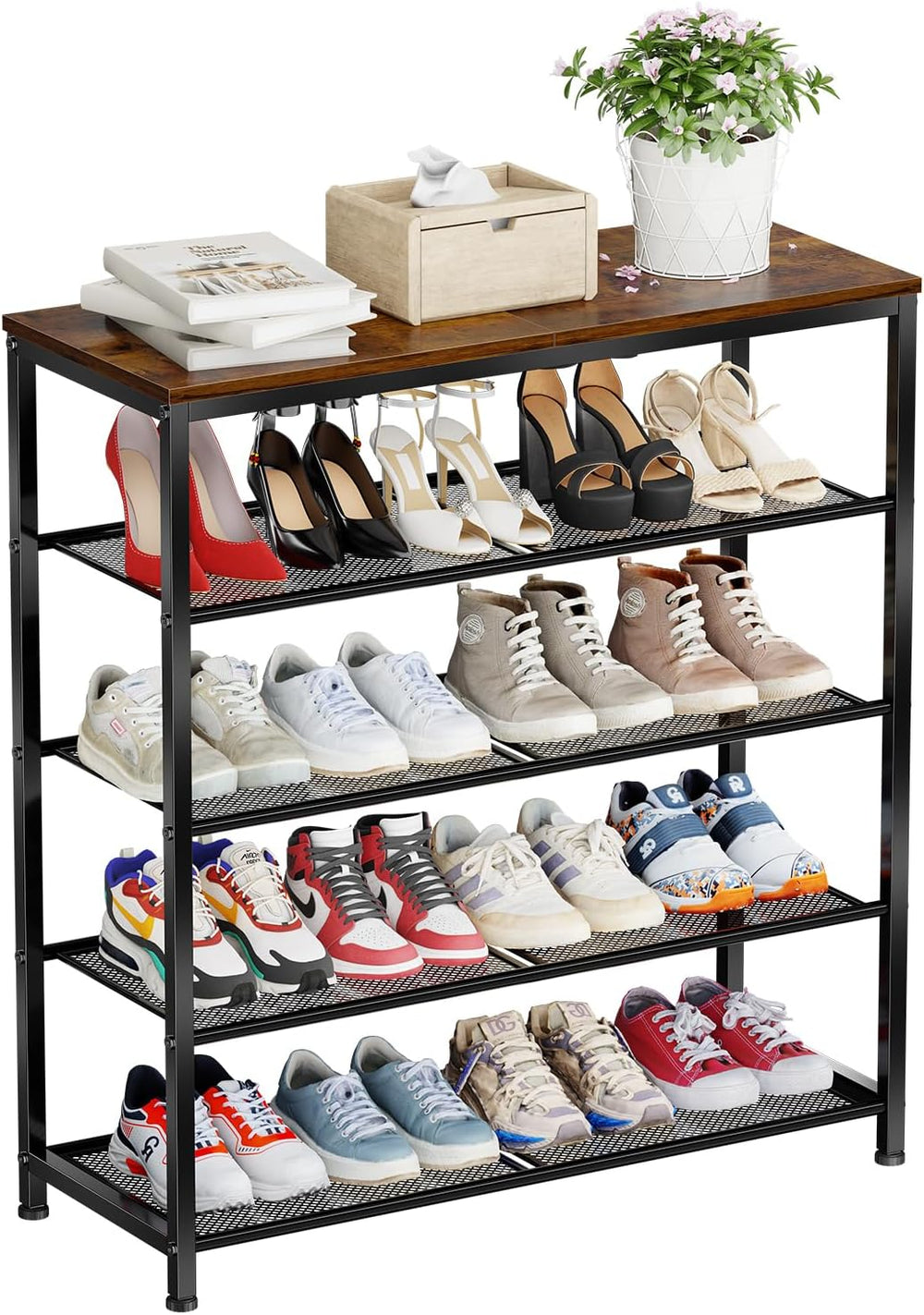 5 Tier Metal Shoe Rack for Entryway, 31" Wide Shoe Storage Organizer
