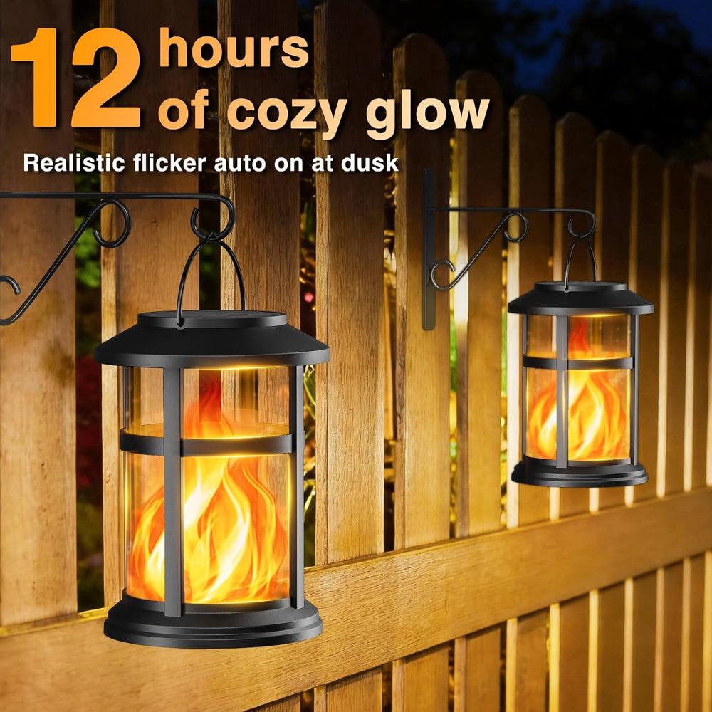 Otdair Solar Lanterns Outdoor Waterproof with Flickering Flame, 4 Pack