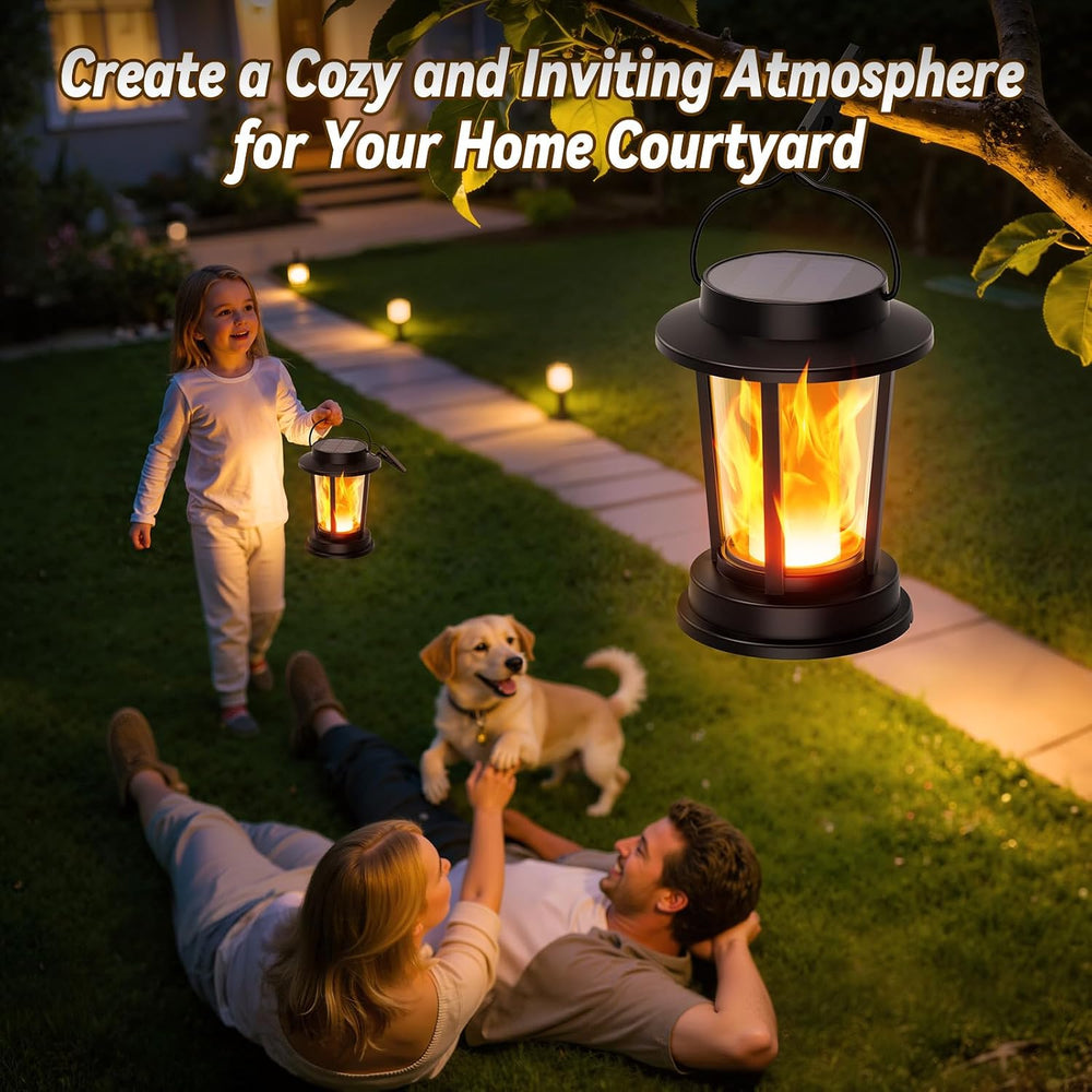 Solar Lanterns Outdoor, 4 Pack Flickering Flame Solar Lights
