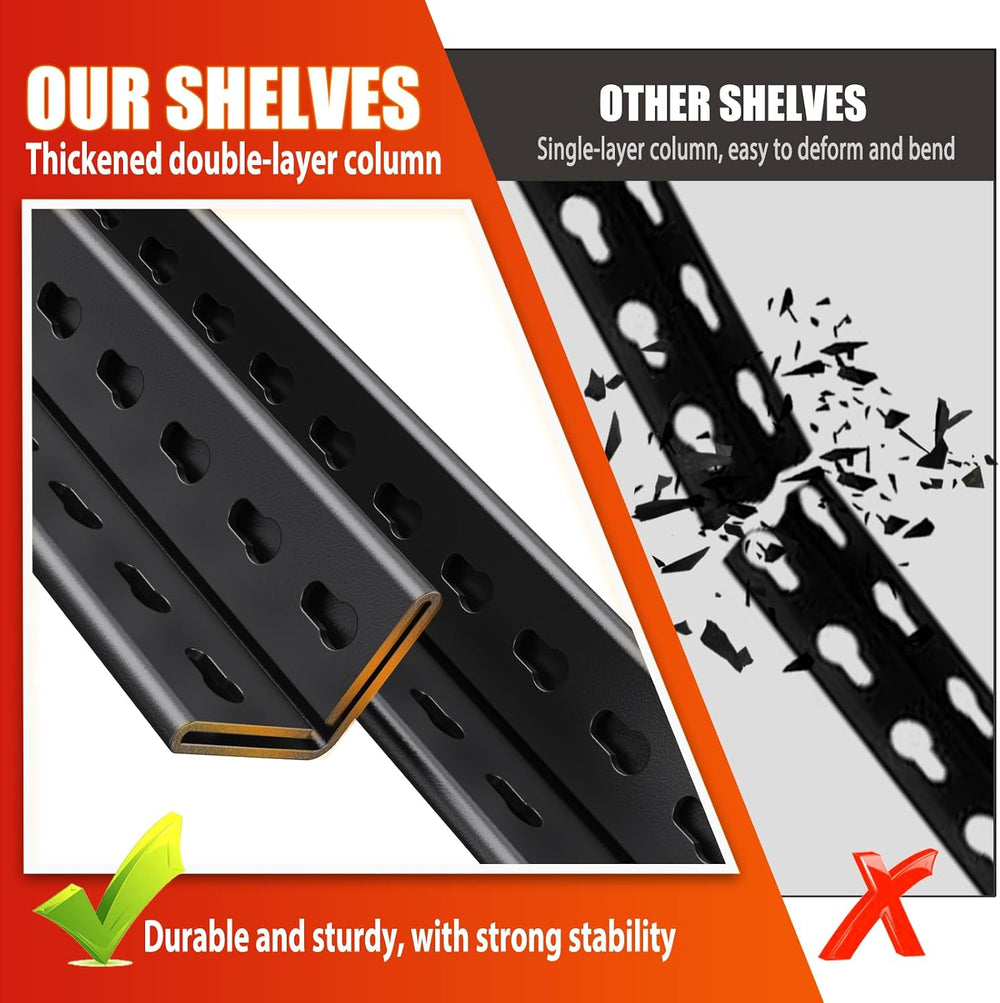 71"H Garage Shelving-5 Tier Storage Shelves,Adjustable Heavy Duty Metal ...