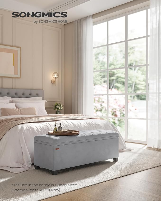 SONGMICS Velvet Storage Ottoman Bench, Foot Rest