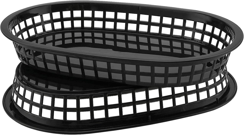 MANCHAP 50 Pack 10.6 x 7 Inches Plastic Fast Food Serving Baskets, Oval Plast...