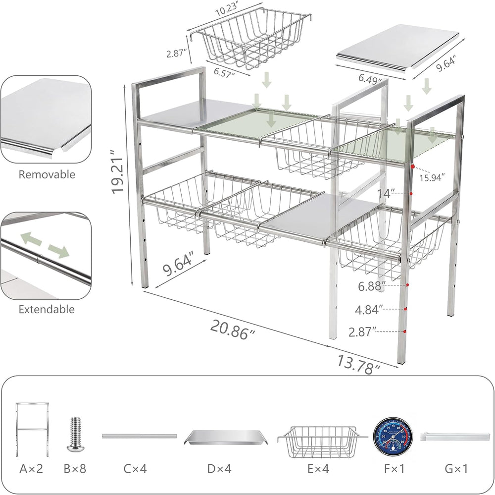 Under Sink Organizer 2 Tier Expandable bathroom Storage