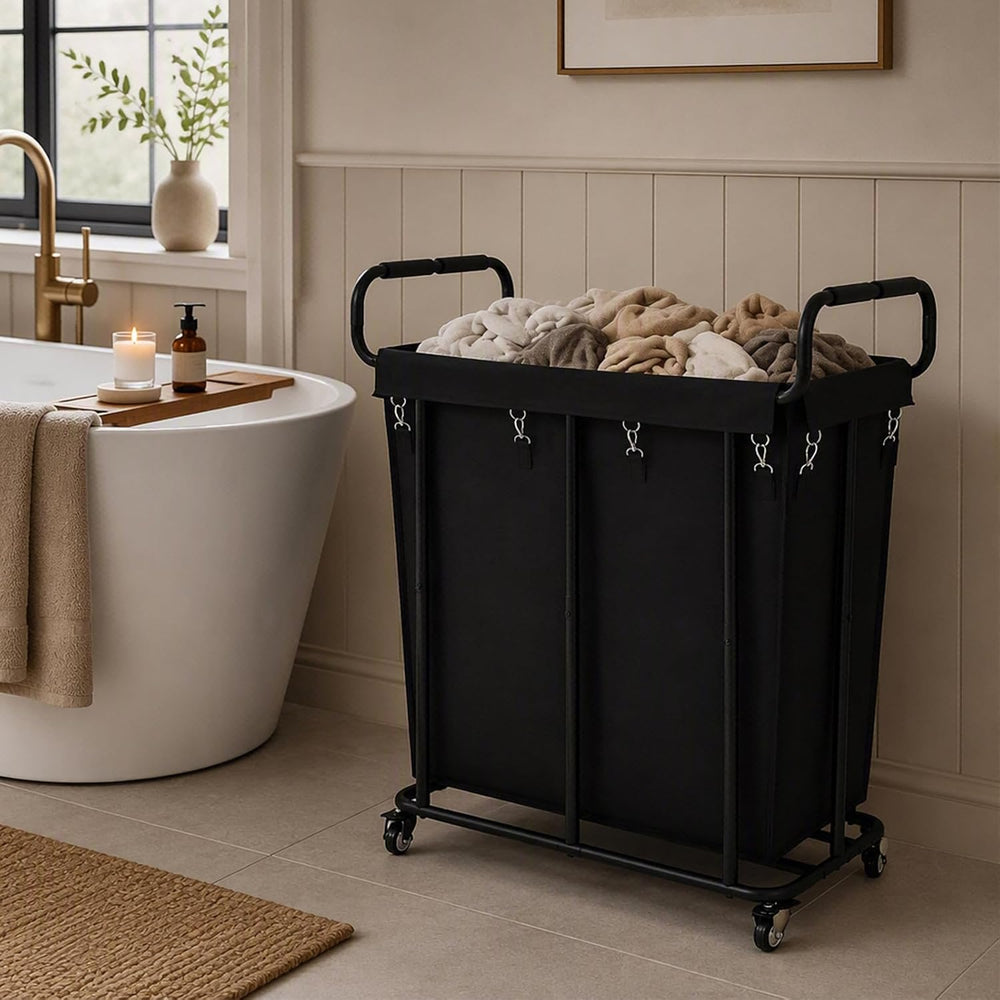 360L Laundry Hamper Cart with Wheels, Large Detachable Clothes Basket ﻿