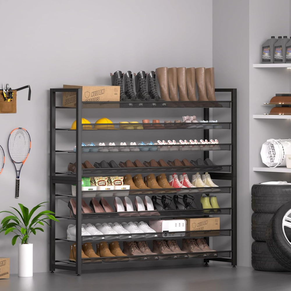 Metal Shoe Rack,Large 8 Tier Shoe Organizer, Heavy Duty Metal 4-Tier Stackabl...
