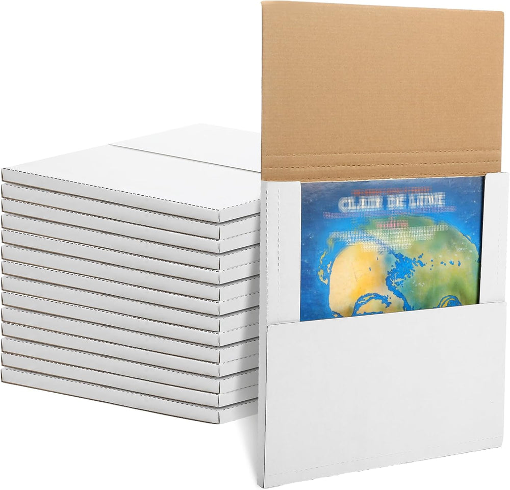 Geyoga 100 Pack Vinyl Record Mailers 12.5" x 12.5" x 1" White ...
