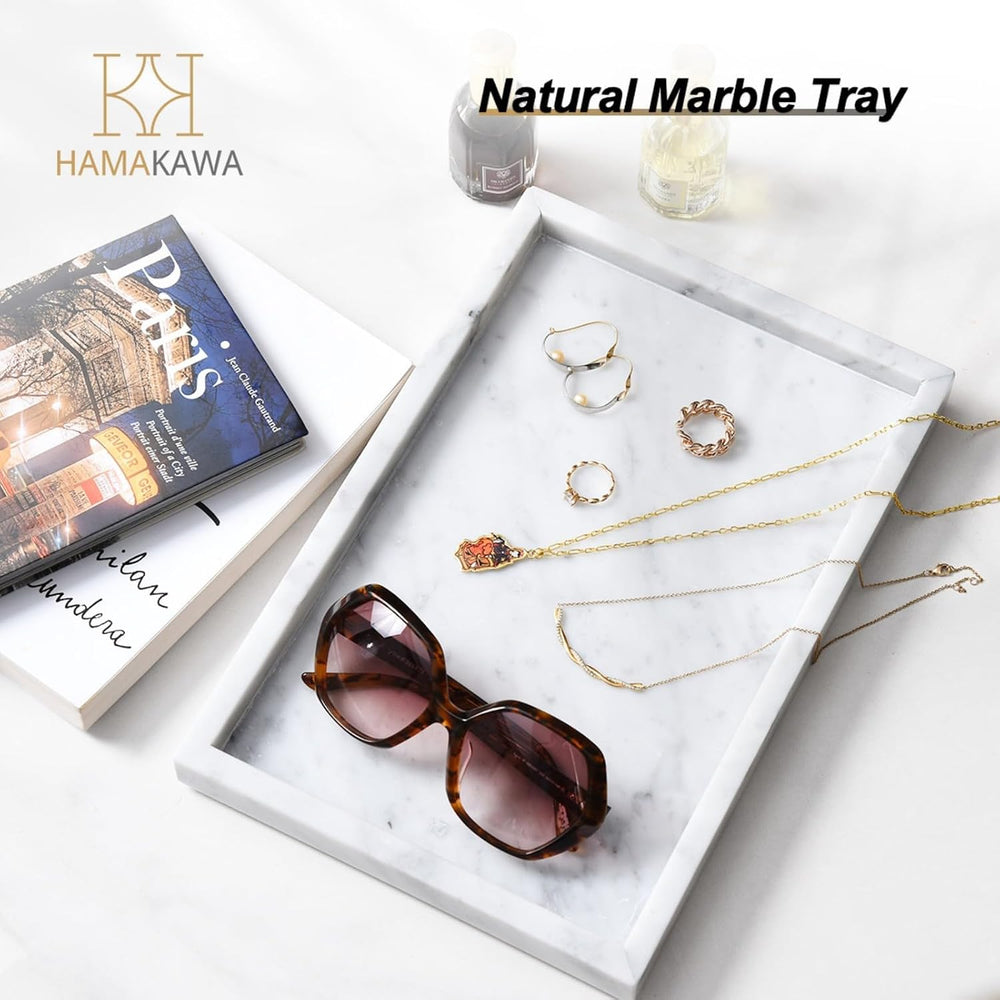 Italian Marble Vanity Tray, Real Natural Bathroom Tray 12 inch